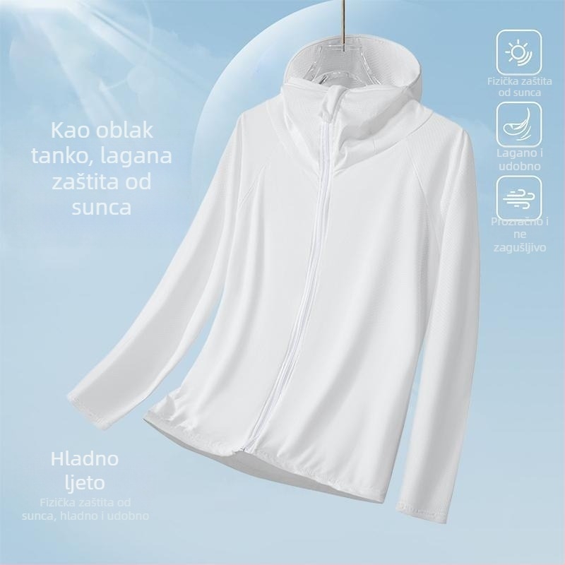 Kapuljačasta jakna za zaštitu od sunca, lagana i prozračna, ice silk, UV zaštita za sport na otvorenom