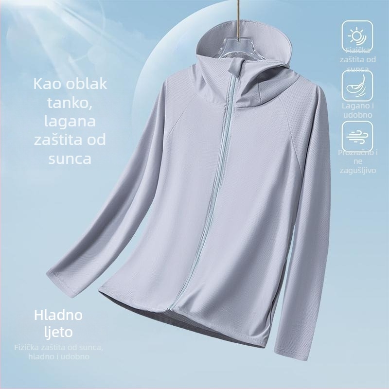 Kapuljačasta jakna za zaštitu od sunca, lagana i prozračna, ice silk, UV zaštita za sport na otvorenom