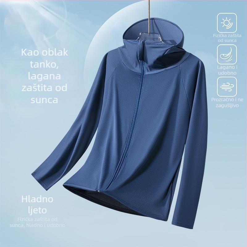 Kapuljačasta jakna za zaštitu od sunca, lagana i prozračna, ice silk, UV zaštita za sport na otvorenom