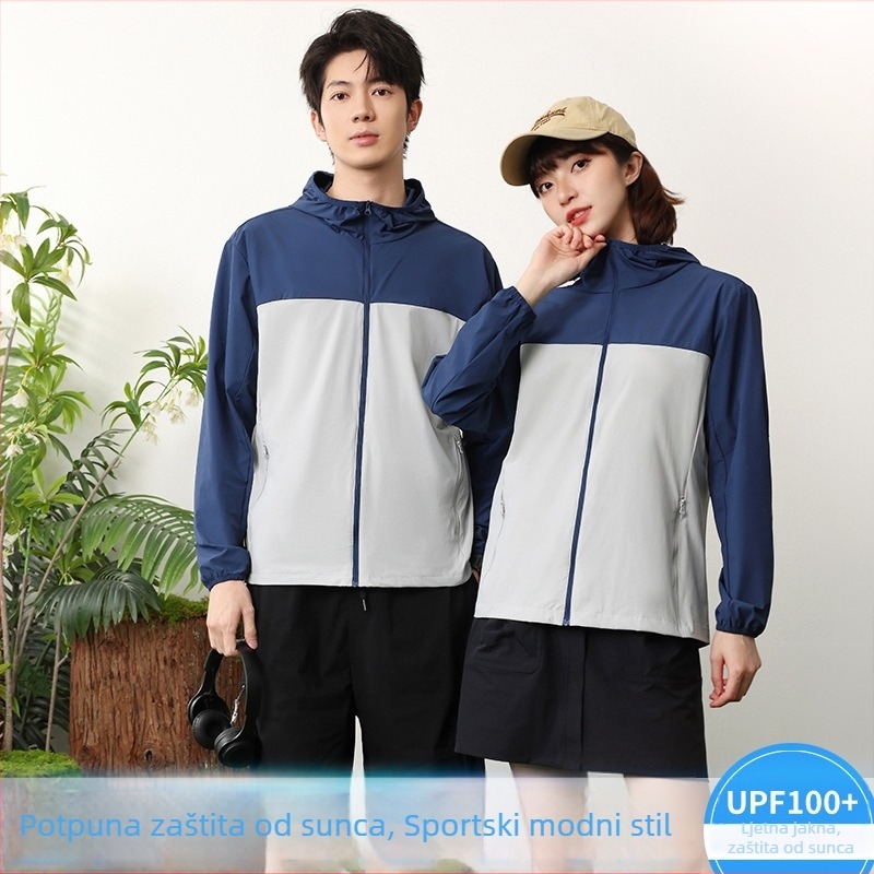 Vanjski windbreaker s kapuljom, unisex, UV zaštita 99, najlon tkanina, ultra lagan i prozračan