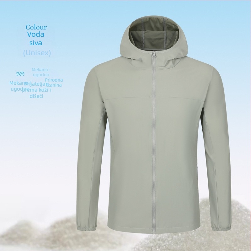 Vanjski windbreaker s kapuljom, unisex, UV zaštita 99, najlon tkanina, ultra lagan i prozračan