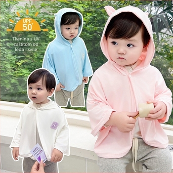 Dječji kaput s UV zaštitom i kapuljom, fiksna kapulja, poliester Ice-Silk tkanina, 200 g, za uzrast 1–3 godine