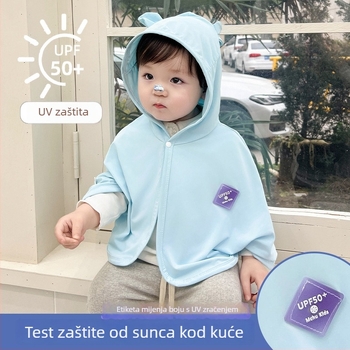 Dječji kaput s UV zaštitom i kapuljom, fiksna kapulja, poliester Ice-Silk tkanina, 200 g, za uzrast 1–3 godine