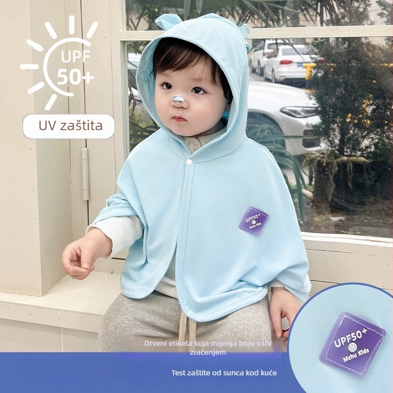 Dječji kaput s UV zaštitom i kapuljom, fiksna kapulja, poliester Ice-Silk tkanina, 200 g, za uzrast 1–3 godine
