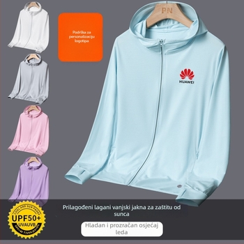 Vanjska windbreaker jakna s kapuljom - UPF50+ zaštita od sunca, prozračna materija koja se brzo suši, 92% poliester, 8% spandeks, lagana, unisex