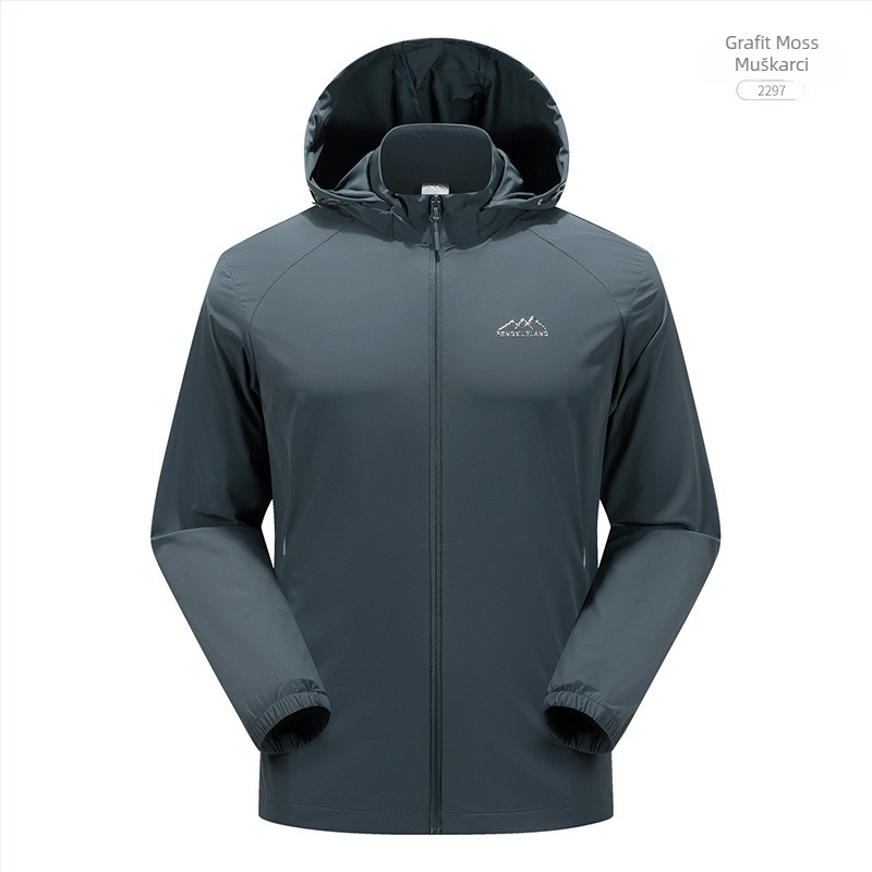 Nylon windbreaker jakna za vanjsku upotrebu s UV50+ zaštitom, prozračna, otporna na vjetar, s kapuljom, unisex