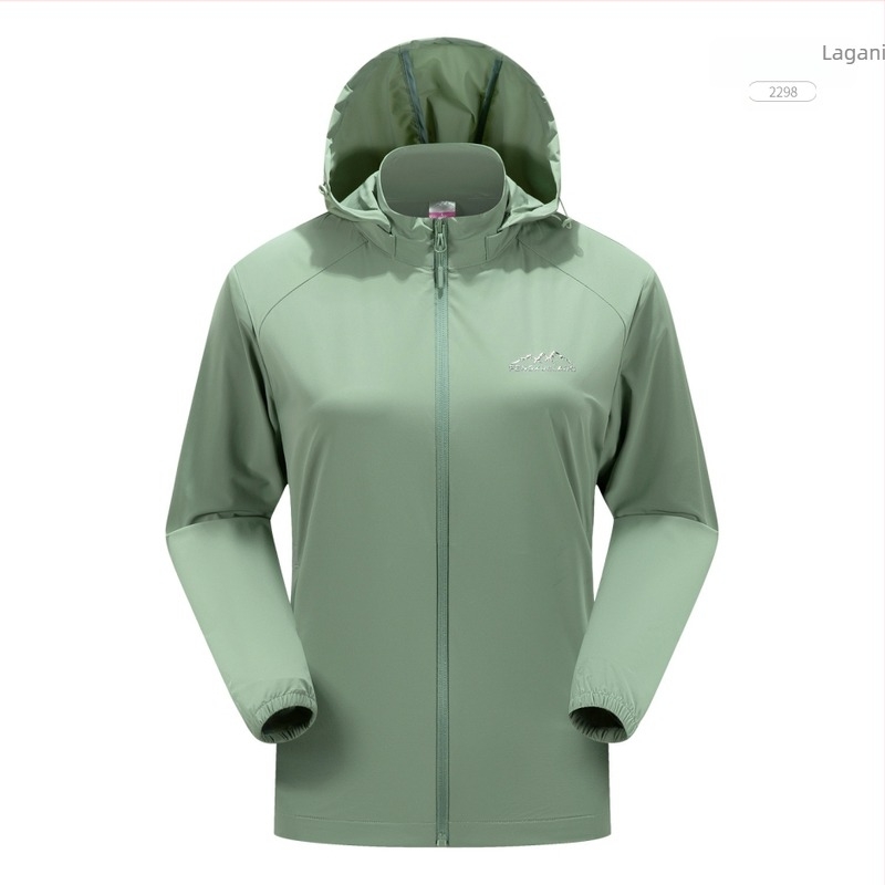 Nylon windbreaker jakna za vanjsku upotrebu s UV50+ zaštitom, prozračna, otporna na vjetar, s kapuljom, unisex