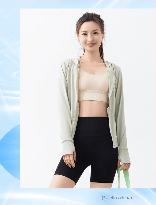 Najlonski slim-fit top s dugim rukavima, UPF50+, zatvarač