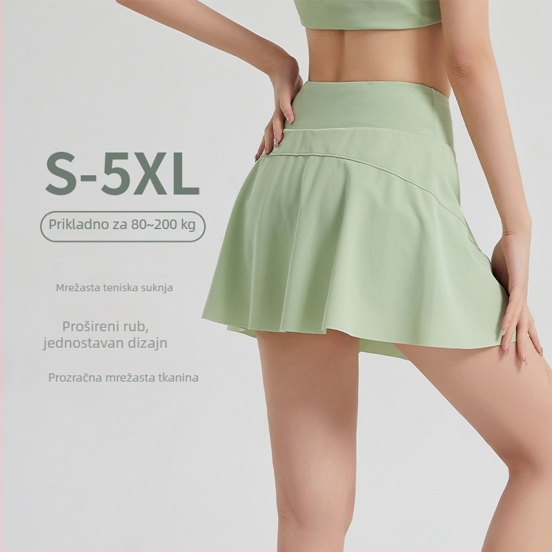 Blue Needle bijela UV-zaštitna sportska suknja s plisiranim A-krojem, ice-silk tkanina, Dynamic Pearl Land, 88% najlon, 12% spandeks