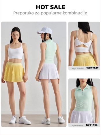 Suknja s akordeonskim plisama, brzo sušenje, UV zaštita, Sz tkanina; 91% poliester + 9% elastan (110 g) ili 82% poliester + 18% elastan (210 g)