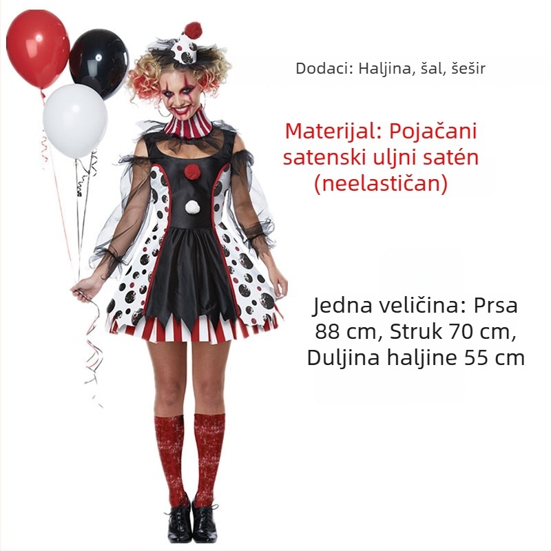 Mmm mumble klaunska scenska haljina za Halloween cosplay, poliester tkanina, proljeće 2025