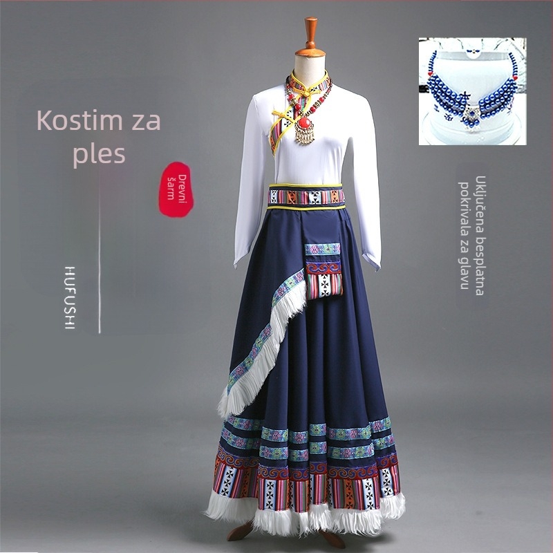 Ženski tibetanski plesni kostim - široka suknja za trening i natjecanje tibetanskog plesa