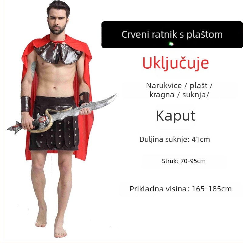 Halloween kostim: Egipatski, Grčki Gladiator, unisex odraslih, rimski/spartanski i samuraj stilovi; poliester tkanina; glavni sastav acetat vlakno ≥95%; izlazi proljeće 2023; pogodno za igre/ anime uloge.