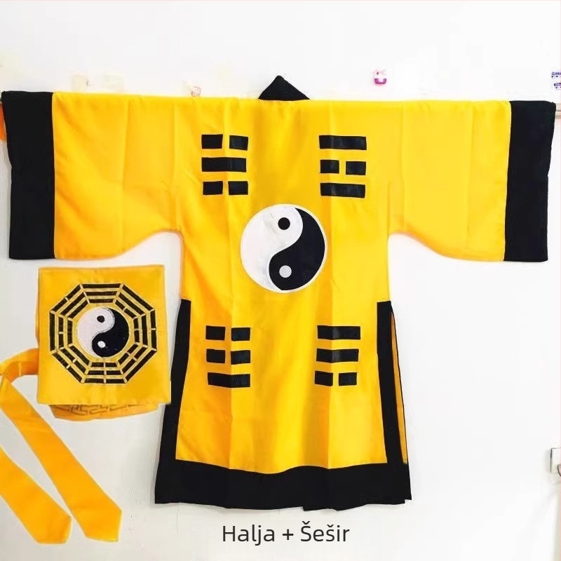 Halloween taoistička roba, taoistička odjeća, duga taoistička roba, drevni kostim, inspiriran Lin Zhengyingom, kostim za Tai Chi i Bagua nastup