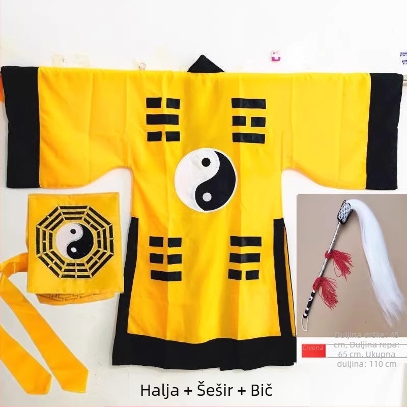 Halloween taoistička roba, taoistička odjeća, duga taoistička roba, drevni kostim, inspiriran Lin Zhengyingom, kostim za Tai Chi i Bagua nastup
