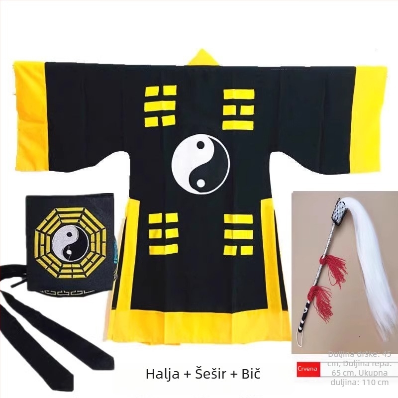 Halloween taoistička roba, taoistička odjeća, duga taoistička roba, drevni kostim, inspiriran Lin Zhengyingom, kostim za Tai Chi i Bagua nastup