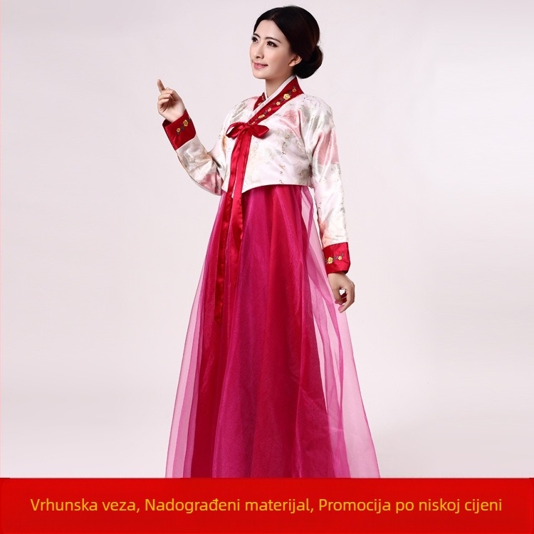 Ženski hanbok — pamukasto–mješani tkanina, glavna tkanina poliester, sekundarna tkanina lan, ljeto 2022, za uzrast 18–24