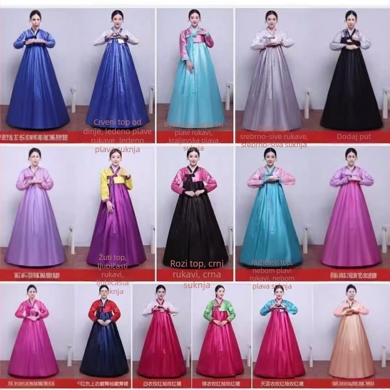Ženski hanbok — pamukasto–mješani tkanina, glavna tkanina poliester, sekundarna tkanina lan, ljeto 2022, za uzrast 18–24