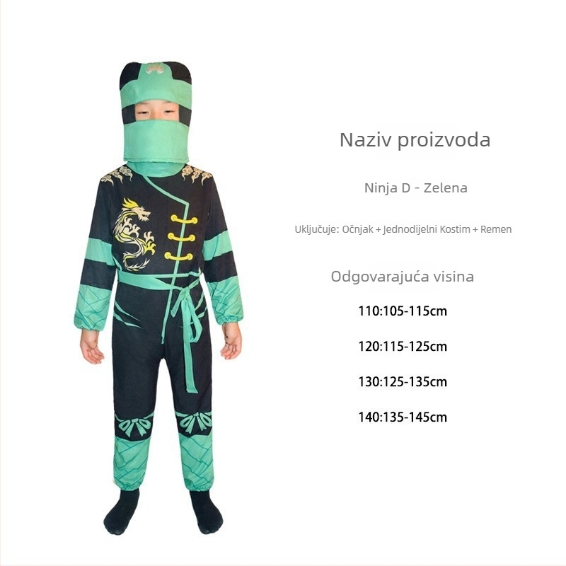 Hongxuan dječji Halloween kostim: japanski samuraj ninja za uloge i cosplay, poliester 95%+, unisex, izdanje proljeće 2025