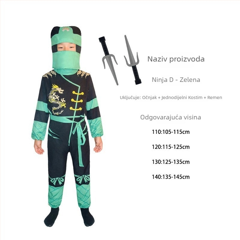 Hongxuan dječji Halloween kostim: japanski samuraj ninja za uloge i cosplay, poliester 95%+, unisex, izdanje proljeće 2025