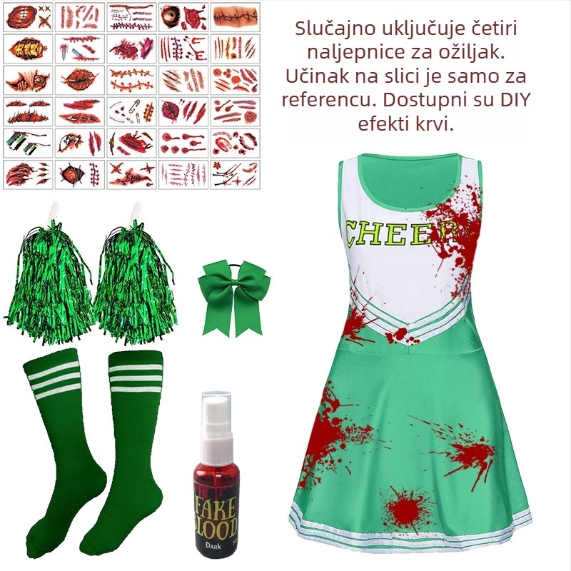 Vesice kostim za scensku izvedbu i cosplay navijačice, bez rukava, komplet, materijal milk silk, polyester + spandex, za žene 18–24 godina, jesen 2025