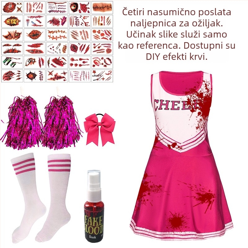 Vesice kostim za scensku izvedbu i cosplay navijačice, bez rukava, komplet, materijal milk silk, polyester + spandex, za žene 18–24 godina, jesen 2025