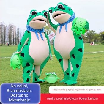Naduvani kostim maskote žabe za odrasle i djecu, crtani stil, unisex