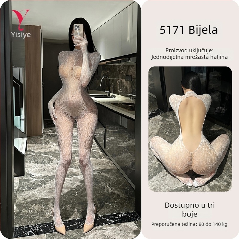 Noćno zavodjenje: seksi bodi donjeg rublja s visokim ovratnikom, otvorenim leđima i prorezima – 5171