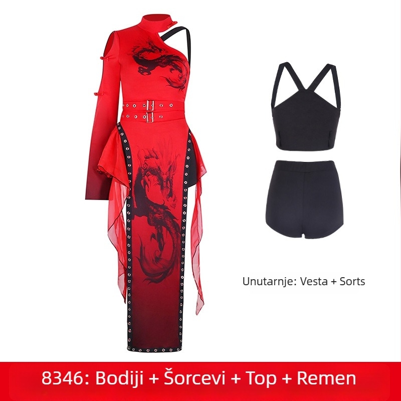 Ženski scenski kostim za jazz ples u stilu trupe s kineskim prizvukom | Materijal: Spandex; Glavni sastav materijala: 30–50%; Marka: Wuyiba; Sezona: Ljeto 2024