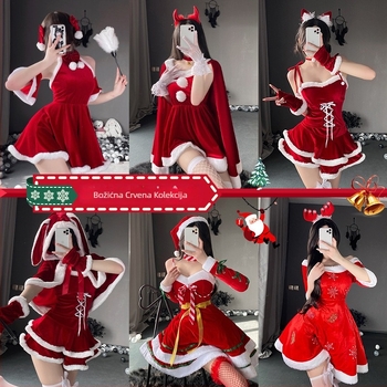 Božićni seksi kostim službenice u uniformi za cosplay na scenu