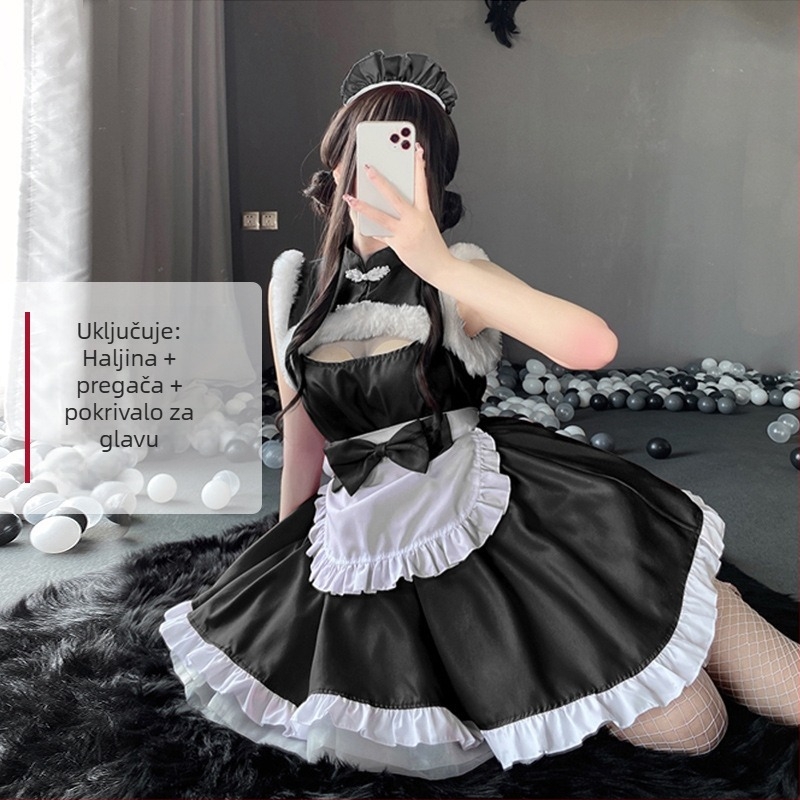 Božićni seksi kostim službenice u uniformi za cosplay na scenu