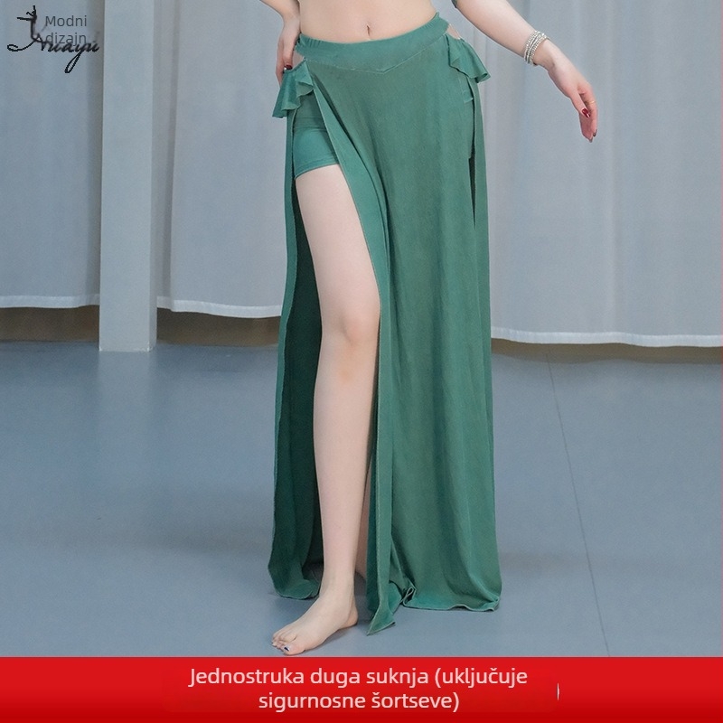 Kostim za belly dance: ispisana mreža, visoke elastičnosti imitirani brokat, glavna tkanina Spandex, za žene