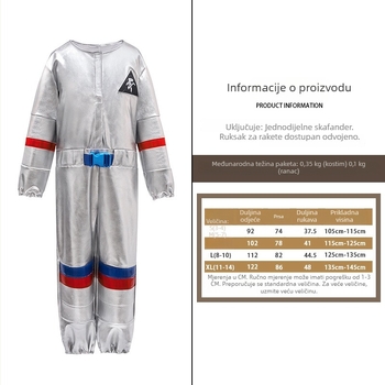 Dječji svemirski kostim za cosplay i igru uloga, pilot COS kostim za scenske izvedbe, unisex, poliester