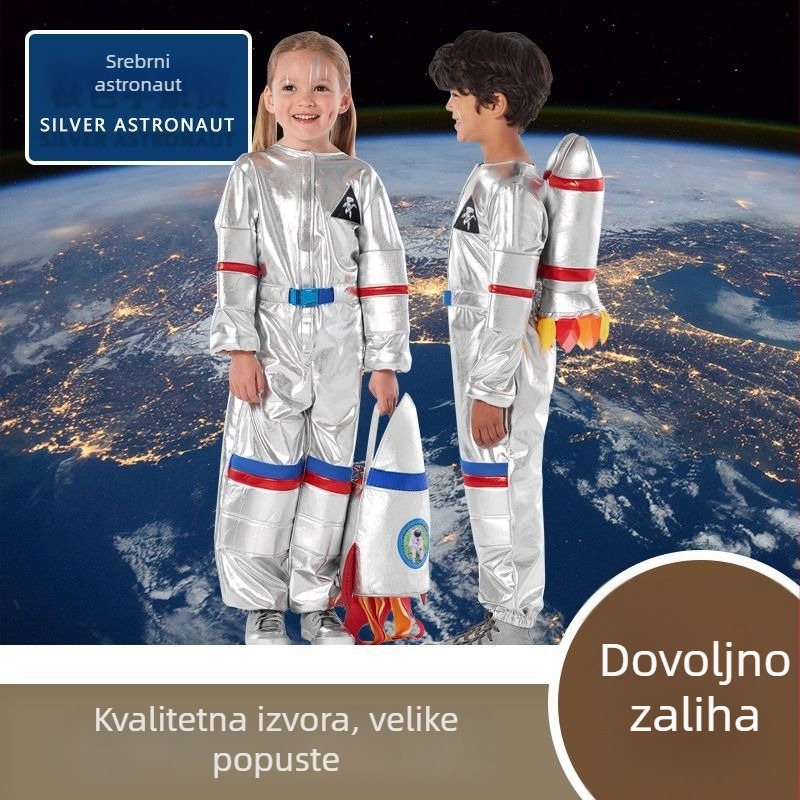 Dječji svemirski kostim za cosplay i igru uloga, pilot COS kostim za scenske izvedbe, unisex, poliester