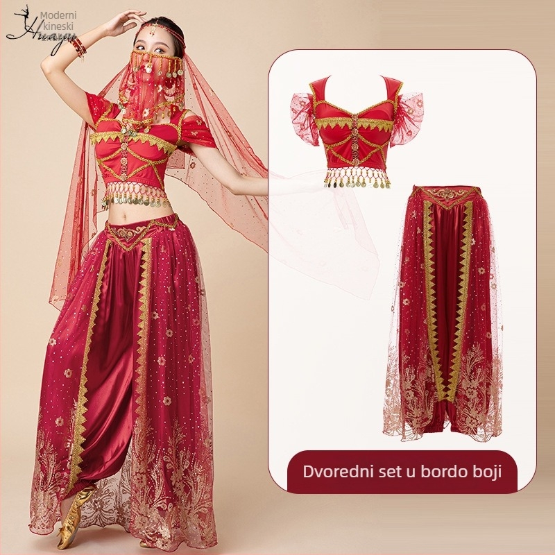 Kostim za belly dance za nastup, inspiriran Princezom Jasmine i Aladinom, cosplay set za odrasle