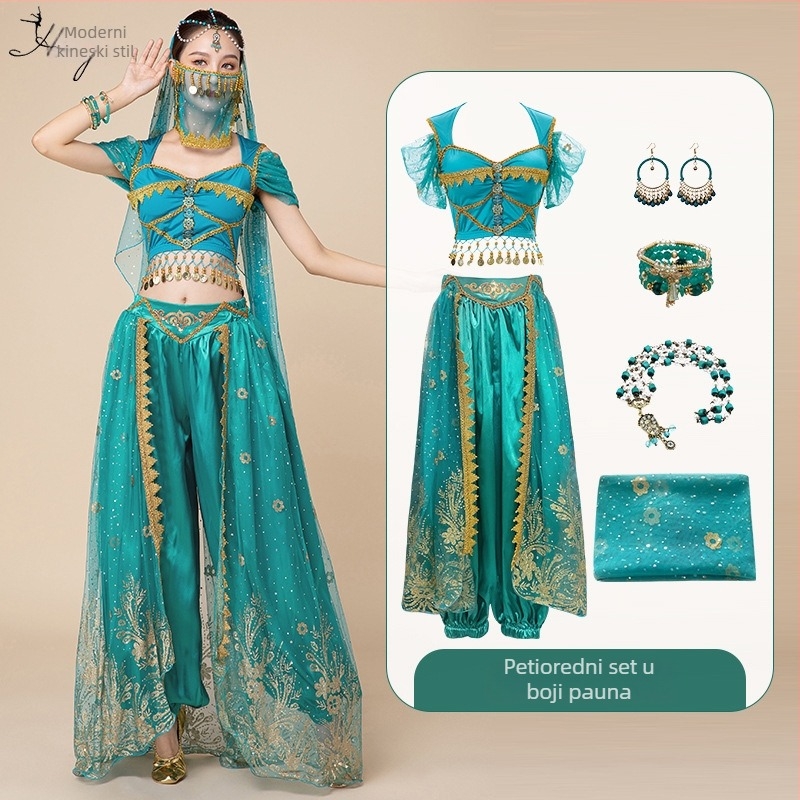 Kostim za belly dance za nastup, inspiriran Princezom Jasmine i Aladinom, cosplay set za odrasle