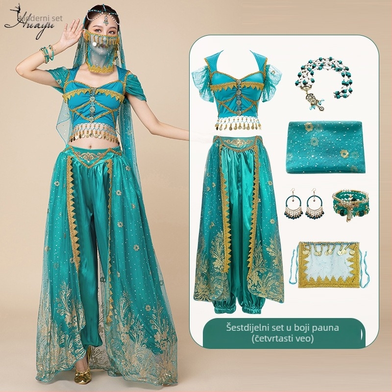 Kostim za belly dance za nastup, inspiriran Princezom Jasmine i Aladinom, cosplay set za odrasle