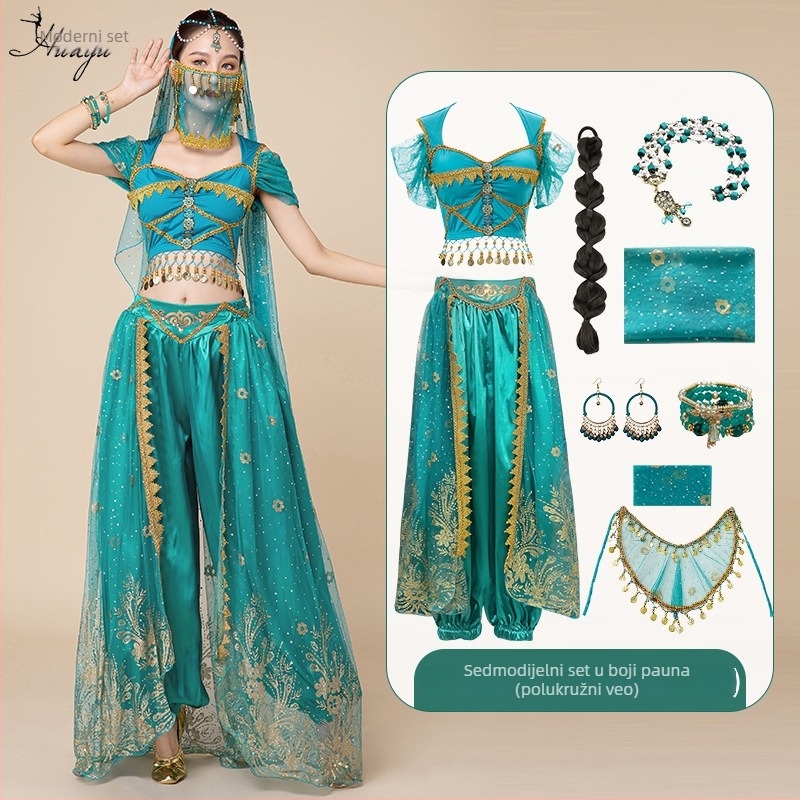 Kostim za belly dance za nastup, inspiriran Princezom Jasmine i Aladinom, cosplay set za odrasle