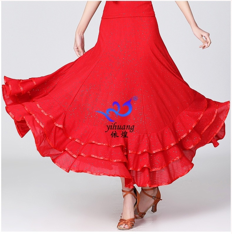 Yihuang sequin suknja za ples za ballroom i moderni ples — poliester 95% / elastan 5%