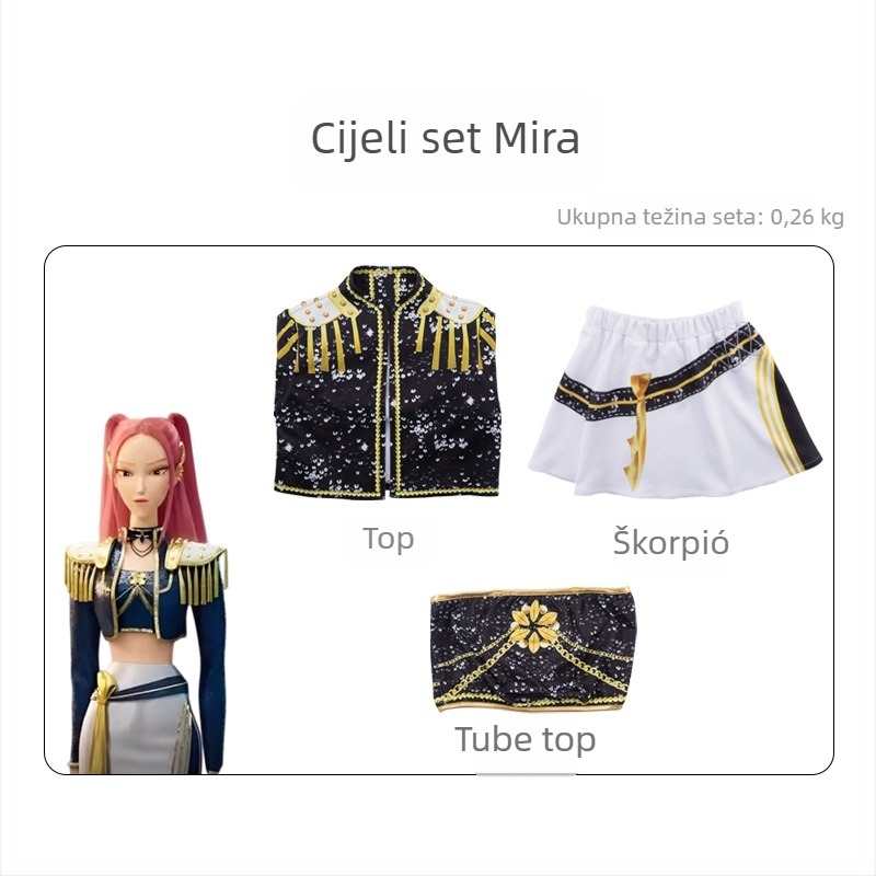 Cosplay kostim za skupinu lovaca na demone, K-Pop inspirirani scenski izgled, Chenille materijal, Poliester 70–80%, Spandeks manje od 30%
