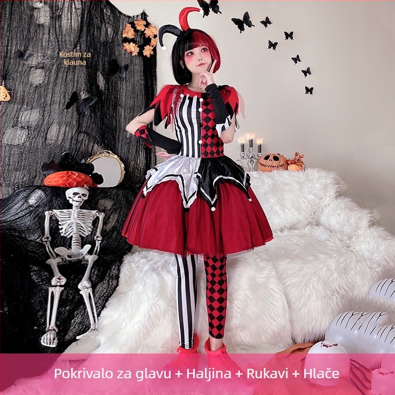 Halloween kostim: cirkusni duh klaun cosplay haljina za odrasle, scenski kostim