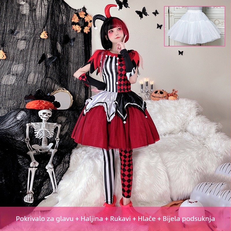 Halloween kostim: cirkusni duh klaun cosplay haljina za odrasle, scenski kostim