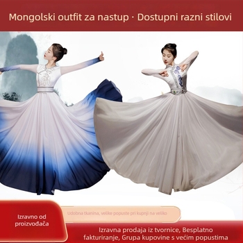 Mongolska plesna haljina za žene, 90–95% poliester, folklorno plesno scensko odijelo, proljeće 2024