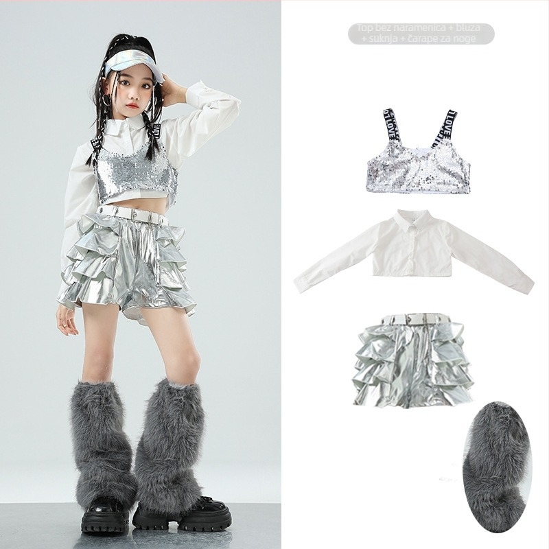 Djevojčice jazz kostim za vježbu – pamuk materijal 50% udjela, za djecu 8+ godina, odjeća za nastupe/ples