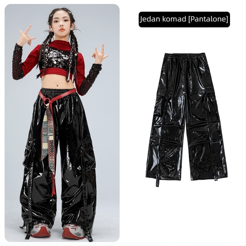 Dječji kostim za nastup za djevojčice, dugi rukav crop top u catwalk stilu (poliesterska tkanina; sadržaj poliester 50%; pogodno za uzrast 8+; zima 2025; oznaka na ovratniku)