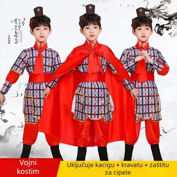Dječji kostim za vojnu izvedbu za zbor, unisex, Chenille tkanina, Spandex/PU smjesa, proljeće 2025 (Brand: Qianshiman)