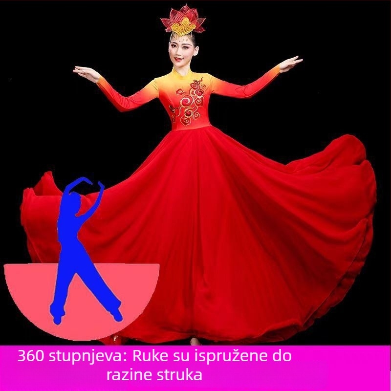 Duža plesna suknja s gradientnim Chenille materijalom i elastanom; pogodno za narodni ples; unisex; proljeće 2025; šifra proizvoda 766585665856