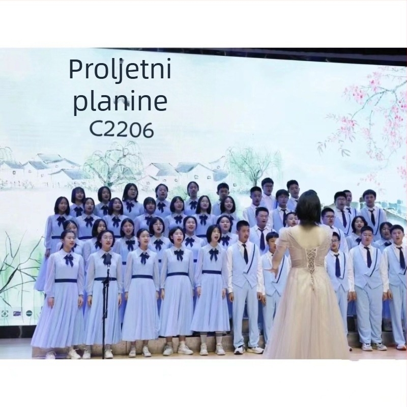 Kostim za zborsko izvođenje s dugom suknjom, unisex, poliester, narodn ples, proljeće 2025