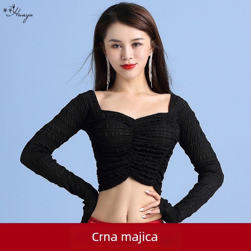 Kostim za belly dance za žene s šljokicama i resicama, od spandeksa i elastične mreže, za početnice, proljeće 2025