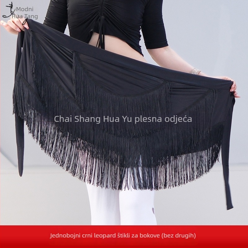 Ženska haljina za latino plesni trening s resicama – Milk Silk + resice, Spandex 30–50%, pozornica odjeća, ljeto 2025